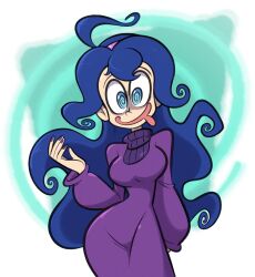  blue_hair breasts female_only femsub happy_trance hex_maniac large_breasts nintendo pokemon pokemon_x_and_y shenanimation spiral_eyes symbol_in_eyes  rating:safe score: user:eldomtom2