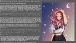 assertive_sub aware blue_eyes caption caption_only clothed consensual femsub league_of_legends manip meriry one_eye_open pink_hair pov pov_dom seraphine text wholesome rating:Questionable score:46 user:thescunge