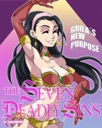 black_hair closed_eyes comic cover earrings female_only guila happy_trance harem_outfit long_hair opera_gloves pale_skin schlumper text the_seven_deadly_sins rating:Explicit score:57 user:Schlumper_