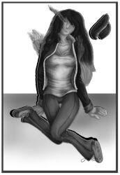  expressionless femsub greyscale long_hair lunakiri magic original rocky_(lunakiri) sitting  rating:safe score: user:lunakiri