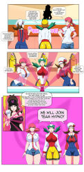 ass brown_hair comic dialogue dlobo777 empty_eyes femsub green_hair happy_trance hilda hypnotized_hypnotist kris_(pokemon) large_breasts lyra_(pokemon) nintendo pink_hair pokemon team_hypno text whitney rating:Questionable score:9 user:Proyecto38