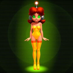 3d animated animated_gif antenna breasts brown_hair cleavage clothed erect_nipples female_only fembot femsub happy_trance headphones hypnotic_accessory latex long_hair nintendo onmodel3d princess princess_daisy robotization smile solo spiral_eyes super_mario_bros. symbol_in_eyes tech_control thighhighs rating:Questionable score:92 user:SuperTechno324
