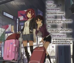 brown_hair cradily_(manipper) empty_eyes female_only femsub glowing glowing_eyes huanxiang_heitu long_hair love_live! love_live!_school_idol_project maki_nishikino manip nico_yazawa red_hair skirt suitcase text thighhighs twintails rating:Safe score:109 user:Cradily