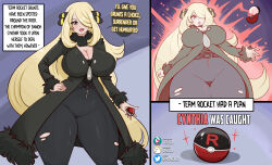 absurdres blonde_hair cleavage curly_hair curvy cynthia defeated drevod enemy_conversion english_text female_only femsub grey_eyes hair_covering_one_eye hair_ornament huge_breasts huge_hips hypnotic_accessory instant_loss jacket large_breasts large_hips long_hair nintendo pokeball pokemon pokemon_diamond_pearl_and_platinum standing team_rocket text thick_thighs tight_clothing very_long_hair wide_hips rating:Safe score:116 user:HypnoAshTGTF