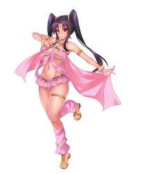 absurdres black_hair cleavage dancing female_only femsub harem_outfit hevn high_school_dxd long_hair miniskirt navel open_mouth pink_eyes serafall_leviathan skirt solo spiral_eyes symbol_in_eyes twintails white_background rating:questionable score: user:icontrol