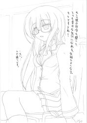 dazed empty_eyes expressionless femsub glasses greyscale long_hair monochrome ohazikihime open_mouth original school_uniform text translated rating:Safe score:6 user:hypno