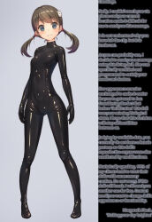  bodysuit brother_and_sister brown_hair caption dollification drone femsub latex manip purinpu smile spiral_eyes symbol_in_eyes t323_(manipper) text twintails  rating:explicit score: user:t323