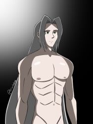 bottomless crisplukae final_fantasy final_fantasy_vii long_hair male_only malesub nintendo nude sephiroth silver_hair standing standing_at_attention super_smash_bros. topless rating:Explicit score:14 user:KAAXMANCUB