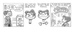 brown_hair comic dialogue female_only glasses greyscale librarian memetic_control mr-dna nerd original text rating:Questionable score:20 user:Grim