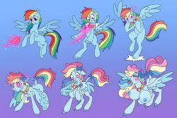 ahegao animals_only atcpony before_and_after bimbofication blue_skin blush bow breasts corruption female_only feminization femsub furry gradient_background happy_trance horse_girl hypnotic_accessory large_breasts lip_expansion multicolored_hair my_little_pony necklace pegasus_girl pink_eyes rainbow_dash rainbow_hair sequence simple_background wings rating:Explicit score:26 user:PepSpiral