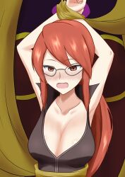 blush bondage cleavage dialogue empty_eyes female_only femsub glasses lorelei na_shacho nintendo open_mouth pokemon pokemon_(creature) pokemon_firered_and_leafgreen red_hair solo text rating:Questionable score:6 user:Mattlau04