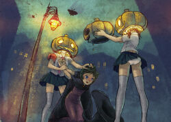 blue_eyes corruption cypherone femsub green_hair halloween hat high_heels jack_o'_lantern kneeling memetic_control original pumpkin school_uniform short_hair skirt thighhighs tie underwear upskirt witch witch_hat rating:questionable score: user:hypno