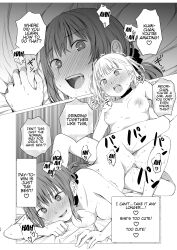 absurdres age_difference body_control bottomless bra breasts collar comic corruption empty_eyes female_only femdom femsub greyscale harumachi_tsurara heart heart_eyes kissing long_hair monochrome nude panties pussy_juice shichoson short_hair sub_on_sub symbol_in_eyes text topless tribadism underwear yuri rating:Explicit score:11 user:L12@