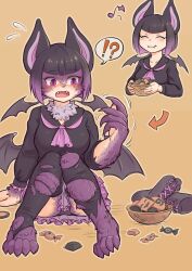black_hair breasts common_vampire_bat fangs female_only furry kemono_friends large_breasts mokushi-c3 purple_eyes purple_hair transformation rating:questionable score: user:sk00