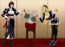absurdres black_hair blonde_hair blush body_control boogars breasts cleaning cleavage empty_eyes eye_roll feather_duster femsub fullmetal_alchemist high_heels hypnotic_accessory large_breasts long_hair maid naruto_(series) olivier_mira_armstrong shizune short_hair sketch tech_control thighhighs traditional unhappy_trance rating:Questionable score:62 user:TheGoodShank