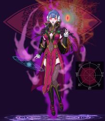 altered_common_sense alternate_costume arm_warmers aura blue_hair boots cleavage corruption dress earrings eye_beams female_only femsub fire_emblem fire_emblem_echoes floating gameplay_mechanics gloves glowing_eyes hair_ornament happy_trance hypnotic_accessory isobe_roll lipstick long_hair magic magic_circle navel nintendo open_mouth red_eyes rinea_(fire_emblem) see-through shoulder_pads smile solo thighhighs thighs witch rating:Safe score:20 user:wokeat4am