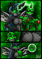 berty-j-a black_sclera breasts chaoscroc_(character) cleavage comic crown cyan_hair drool femdom furry glowing glowing_eyes green_hair happy_trance horns humor jewelry large_breasts long_hair magic malesub marvel_comics my_little_pony original queen_chrysalis robot sally_acorn sonic_the_hedgehog_(series) super_hero wings rating:Questionable score:19 user:TheGoodShank