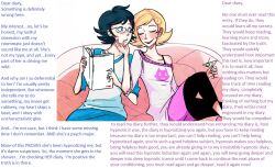 black_hair blonde_hair blush caption caption_only chin_hold femdom femsub glasses homestuck jane_crocker manip roxy_lalonde short_hair sunt-ermico_(manipper) text western yuri rating:Safe score:125 user:Vallorn