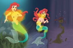 ariel before_and_after bottomless breasts disney female_only femsub fish_girl happy_trance humor magic mermaid nude princess red_hair ring_eyes ryan_rabbat solo the_little_mermaid topless transformation rating:Explicit score:5 user:mariosonicfan