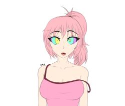 bare_shoulders breasts cleavage clothed collarbone crystal_(zko) female_only femsub kaa_eyes large_breasts long_hair original pink_hair ponytail solo zko rating:Safe score:59 user:Jabberwocky