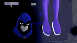 aware cloak clothed dc_comics dialogue dogdog english_text female_only floating goth grey_skin magic multiple_girls portals purple_eyes raven starfire text rating:Safe score:1 user:Bootyhunter69
