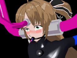 3d 3d_custom_girl ahoge ball_gag blonde_hair blush bodysuit brain_injection corruption enemy_conversion eyes_plant_(saihate_no_majo) female_only femsub gag gloves green_eyes latex long_hair mahou_senshi_sweet_knight restrained ribbon ririko_nanase rubber saihate_no_majo simple_background solo tears tubes twintails rating:Questionable score:11 user:VortexMaster