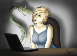 blonde_hair breasts disney expressionless femsub hypnotic_eyes kaa kaa_eyes large_breasts lizzidoll original short_hair snake the_jungle_book rating:safe score: user:hypno