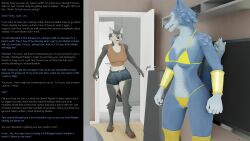 3d aware caption carmen_(thalarynth) dialogue femsub furry harem harem_outfit multiple_subs original story text thalarynth_(manipper) wendy_(thalarynth) wolf_girl rating:Questionable score:19 user:Thalarynth