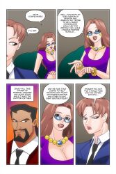 absurdres angela_smith_(daveyboysmith9) breasts brown_eyes brown_hair cleavage comic david_smith_(daveyboysmith9) glasses isaad_(acc) large_breasts long_hair necklace ponytail purple_eyes red_lipstick short_hair sunglasses text wadevezecha rating:Questionable score:22 user:daveyboysmith9