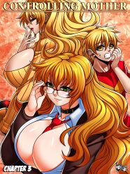 blonde_hair breasts cleavage_cutout erect_nipples femdom glasses green_eyes incest jadenkaiba large_breasts long_hair milf mother_and_son open-chest_sweater original school_uniform tie rating:Questionable score:47 user:Jabberwocky