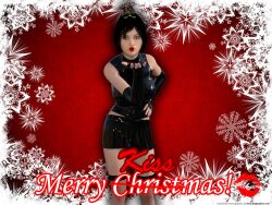 3d breasts christmas female_only hypnotic_kiss kissing kisstress_(theheckle) large_breasts latex mistletoe original solo text theheckle watermark rating:Questionable score:15 user:theheckle