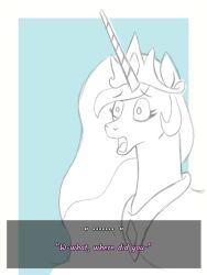 animals_only bitshift horse long_hair magic my_little_pony pov pov_dom princess princess_celestia surprised text western rating:Questionable score:15 user:Bitshift