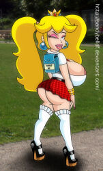 ass bimbofication blonde_hair breasts corruption crown femsub high_heels jewelry large_ass large_breasts long_hair long_nails makeup nintendo princess princess_peach sandybelldf school_uniform short_skirt super_mario_bros. text thighhighs twintails rating:Questionable score:43 user:MasterFen