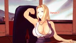 aware blonde_hair breasts brown_eyes clothed dialogue dogdog english_text female_only naruto_(series) necklace solo text tsunade rating:Safe score:1 user:Bootyhunter69