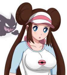 blue_eyes brown_hair double_hair_bun hair_buns hat haunter migirider nintendo open_mouth pokemon pokemon_(creature) pokemon_black_and_white_2 possession rosa_(pokemon) twintails white_background rating:Safe score:54 user:desmadrex