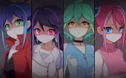 blue_eyes blue_hair collar empty_eyes expressionless femsub glowing glowing_eyes green_eyes green_hair joman looking_at_viewer lulu_obsidian multiple_girls pink_eyes pink_hair ponytail purple_hair ribbon rin_(yu-gi-oh!_arc-v) serena_(yu-gi-oh!_arc-v) yellow_eyes yu-gi-oh! yu-gi-oh!_arc-v zuzu_boyle rating:questionable score: user:doudile