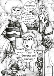 bee_girl breasts bug_girl comic elf elf_ears female_only justsketchingviolets large_breasts long_hair original short_hair sketch text traditional rating:Questionable score:16 user:JustSketchingViolets