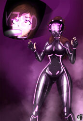  bodysuit brown_hair female_only femsub latex mask rosvo spiral spiral_eyes tagme tech_control tentacles visor  rating:explicit score: user:empressahsoka