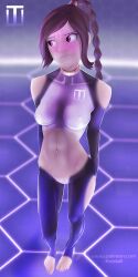 avatar_the_last_airbender bodysuit brown_hair collar female_only femsub latex nickelodeon tech_control the_dai_li ty_lee western rating:Questionable score:99 user:TDL