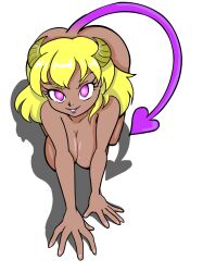 barefoot blonde_hair bottomless breasts demon_girl female_only femdom kaa'lin large_breasts looking_at_viewer monster_girl original p.chronos pov pov_sub short_hair succubus tail topless rating:Explicit score:86 user:mariosonicfan