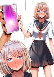 before_and_after blush brown_hair dazed eye_roll femsub heart heart_eyes kurumaya_koudo original pov pov_dom school_uniform short_hair skirt symbol_in_eyes rating:safe score: user:lillytank