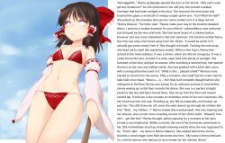 bikini breasts brown_hair caption expressionless female_only femsub glowing glowing_eyes icontrol_(manipper) manip miyo_(ranthath) reimu_hakurei short_hair shrine_maiden solo text touhou rating:explicit score: user:moe1987