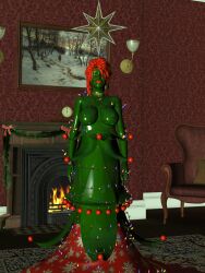 3d breasts christmas creativeguy59 erect_nipples femsub green_skin inanimate_object large_breasts latex lipstick looking_at_viewer original red_eyes red_hair red_lipstick smile rating:Questionable score:11 user:MultiLimbedXeno