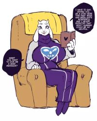 breasts dialogue female_only furry goat_girl large_breasts open_mouth shishikasama short_hair smile text toriel_dreemurr undertale white_hair rating:Safe score:67 user:Longma