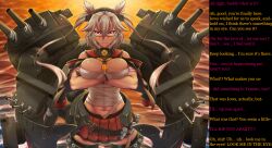 angry bandage breasts caption caption_only glasses kantai_collection large_breasts long_hair maledom manip musashi_(kantai_collection) muscle_girl nobody67_(manipper) orange_eyes pov pov_dom resisting sarashi skirt text traditional water white_hair rating:Safe score:23 user:Nobody67