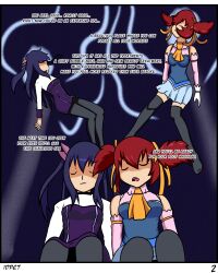 blue_hair comic dialogue dress empty_eyes fairy_tail femdom femsub green_hair idpet jade_(idpet) original red_hair sherria_blendy stage_hypnosis text wendy_marvell rating:Safe score:34 user:IDPet