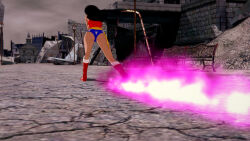 aware black_hair clothed dc_comics dogdog english_text female_only glowing outdoors solo text wonder_woman rating:Safe score:0 user:Bootyhunter69