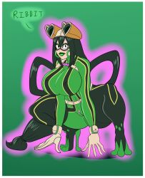 bimboannon bimbofication breasts dialogue earrings erect_nipples eyeshadow female_only femsub frog_girl green_hair green_lipstick heart jewelry large_breasts large_lips lipstick makeup my_hero_academia solo text tsuyu_asui very_long_hair rating:Questionable score:46 user:butterball