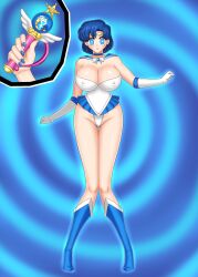 bare_shoulders blue_eyes blue_hair bluebullpen boots breasts cleavage erect_nipples femsub gloves huge_breasts hypnotic_audio opera_gloves sailor_mercury sailor_moon_(series) short_hair spiral_eyes story symbol_in_eyes tech_control rating:Questionable score:102 user:daveyboysmith9