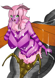 antenna breasts bug_girl cocoon corruption discolored_nipples femsub glasses green_eyes large_breasts long_hair monster_girl open_mouth original pink_hair ponytail topless transformation wings zxc rating:Questionable score:24 user:TheGoodShank